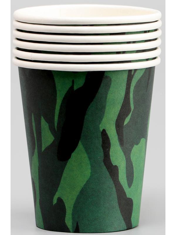 Стаканы бумажные «Камуфляж», 6 шт.