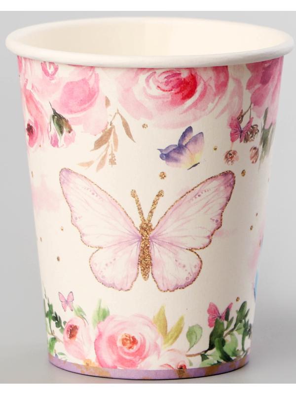 Стаканы бумажные «Бабочки», 6 шт.