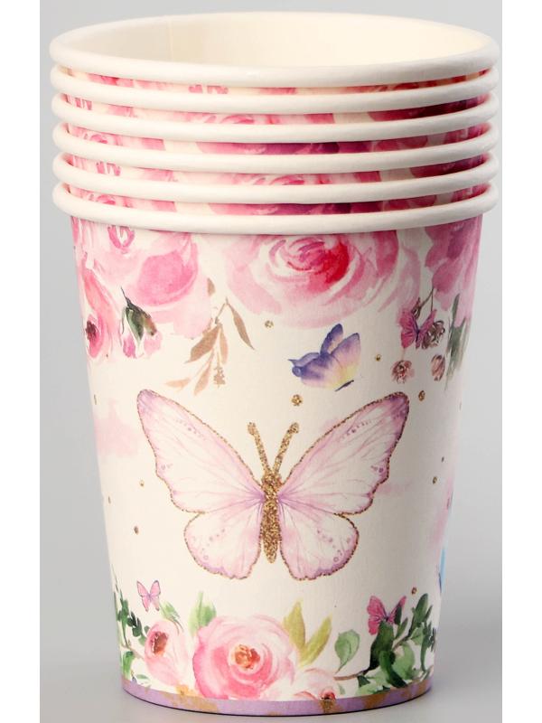 Стаканы бумажные «Бабочки», 6 шт.