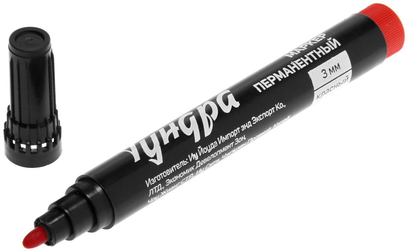Маркер строительный ТУНДРА, перманентный, красный, ширина линии 3 мм