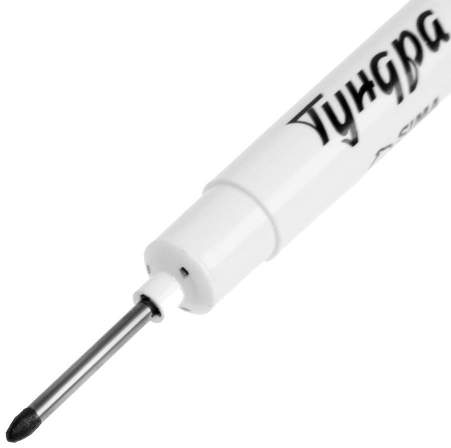 Маркер строительный ТУНДРА, удлиненный тонкий металлический наконечник, черный, 1.4 мм