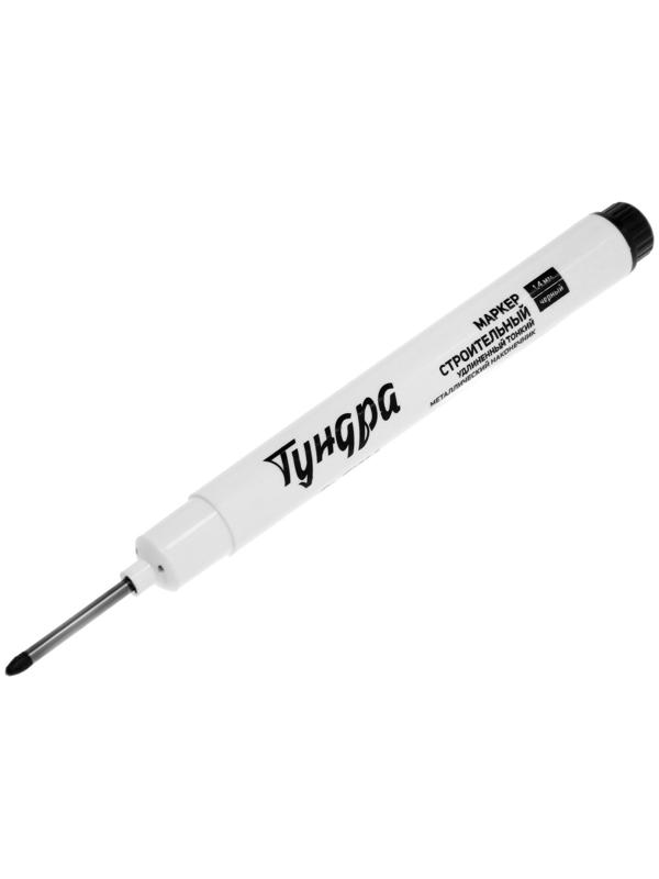 Маркер строительный ТУНДРА, удлиненный тонкий металлический наконечник, черный, 1.4 мм