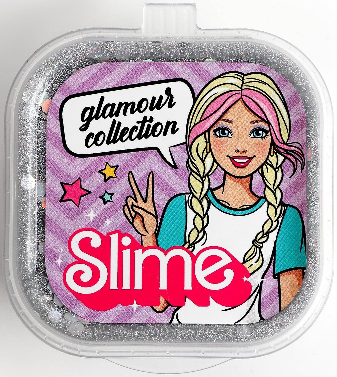 Слайм Glamour collection, серебряный с блёстками