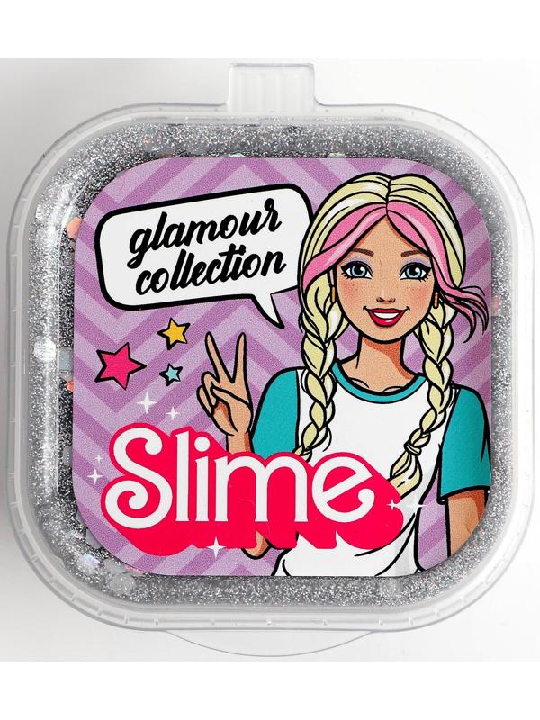 Слайм Glamour collection, серебряный с блёстками