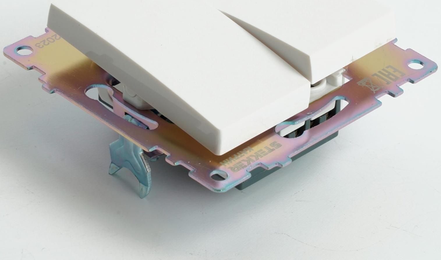 Переключатель 2-клавишный (механизм), 250В, 10А, STEKKER серия Катрин,GLS10-7107-01 , белый