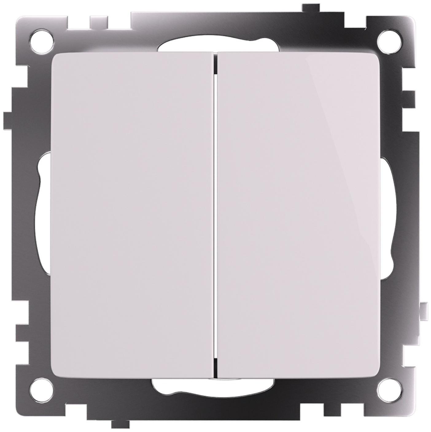 Переключатель 2-клавишный (механизм), 250В, 10А, STEKKER серия Катрин,GLS10-7107-01 , белый