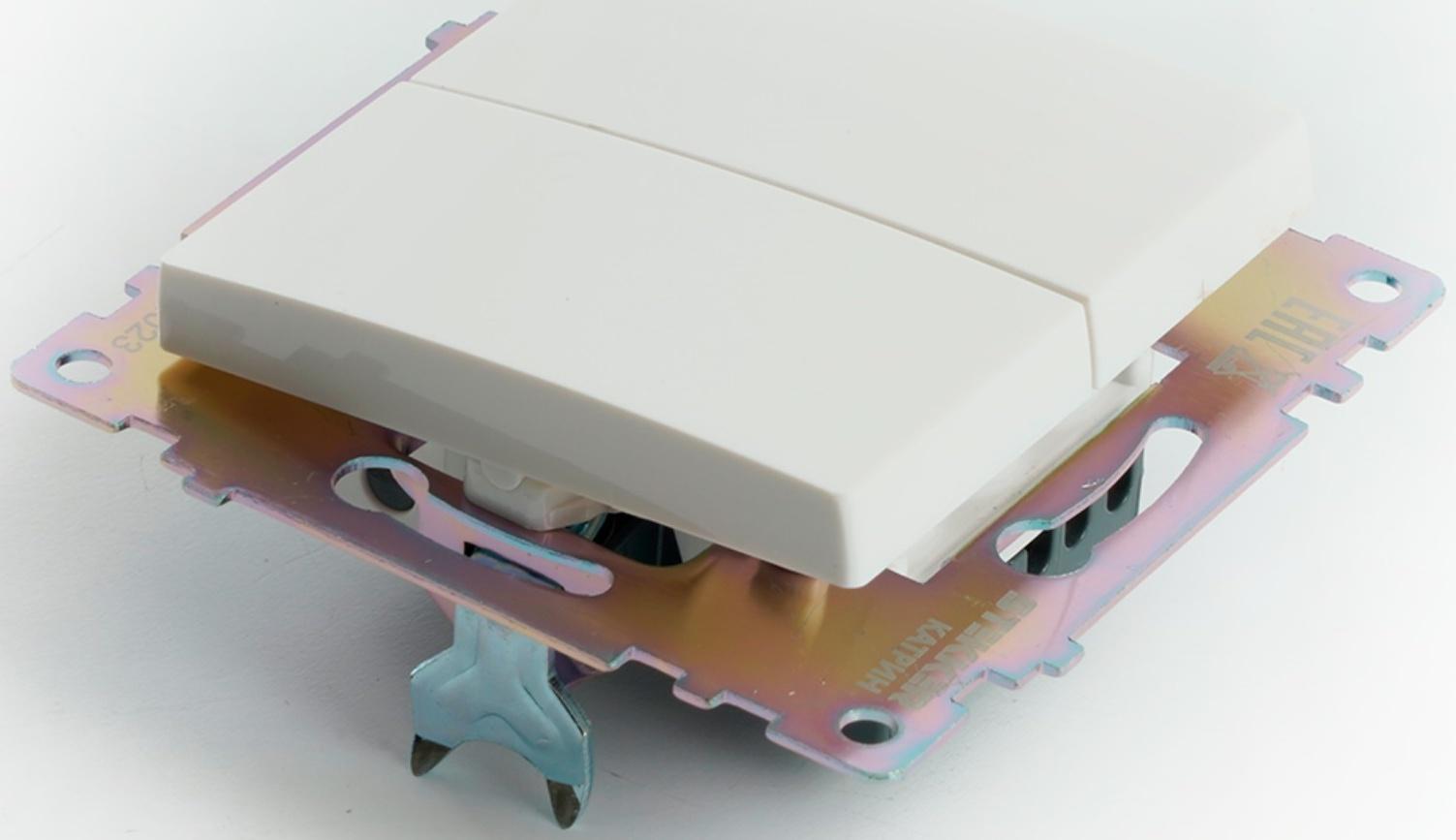 Переключатель 2-клавишный (механизм), 250В, 10А, STEKKER серия Катрин,GLS10-7107-01 , белый