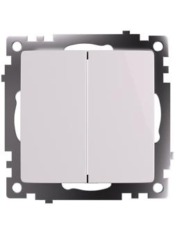 Переключатель 2-клавишный (механизм), 250В, 10А, STEKKER серия Катрин,GLS10-7107-01 , белый
