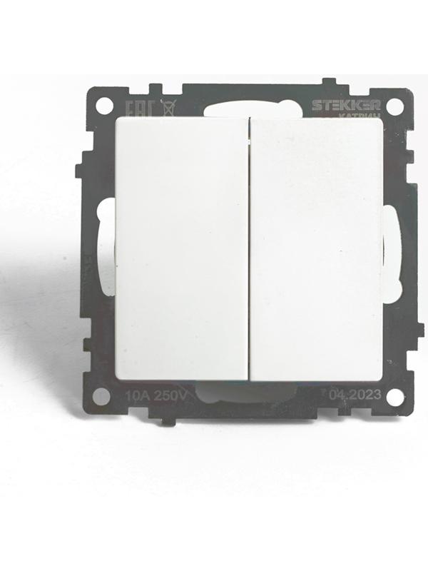 Переключатель 2-клавишный (механизм), 250В, 10А, STEKKER серия Катрин,GLS10-7107-01 , белый