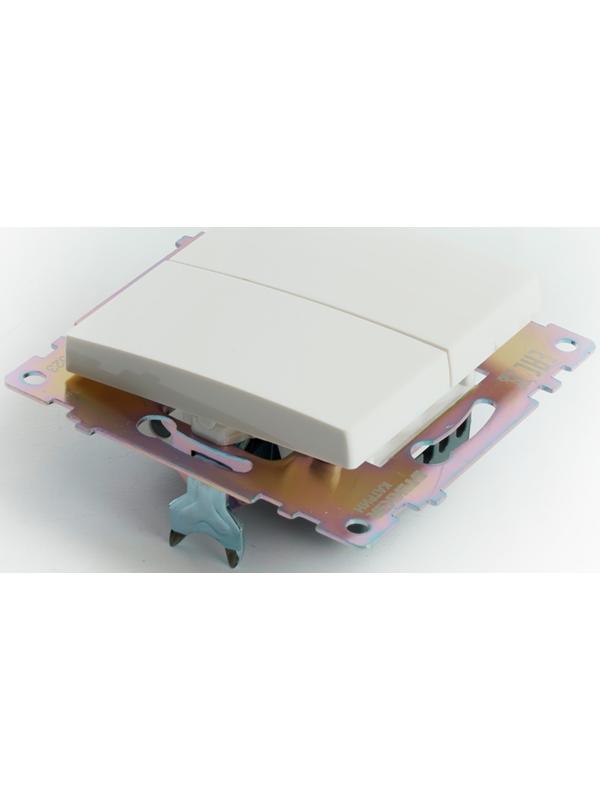 Переключатель 2-клавишный (механизм), 250В, 10А, STEKKER серия Катрин,GLS10-7107-01 , белый