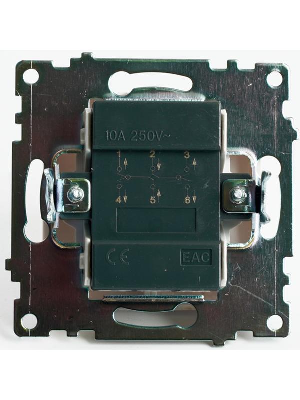 Переключатель 2-клавишный (механизм), 250В, 10А, STEKKER серия Катрин,GLS10-7107-01 , белый