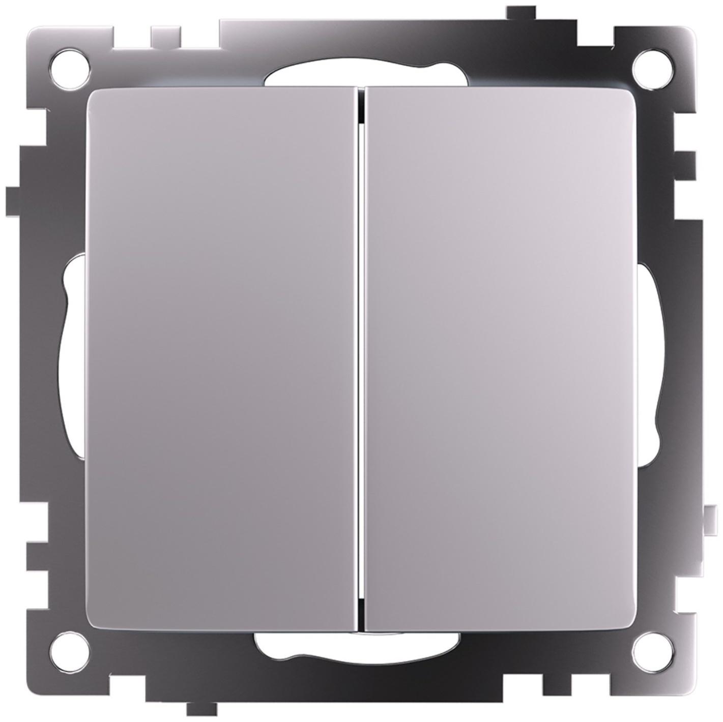 Переключатель 2-клавишный (механизм), 250В, 10А, STEKKER серия Катрин, серебро,GLS10-7107-03 1022443