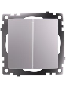 Переключатель 2-клавишный (механизм), 250В, 10А, STEKKER серия Катрин, серебро,GLS10-7107-03 1022443