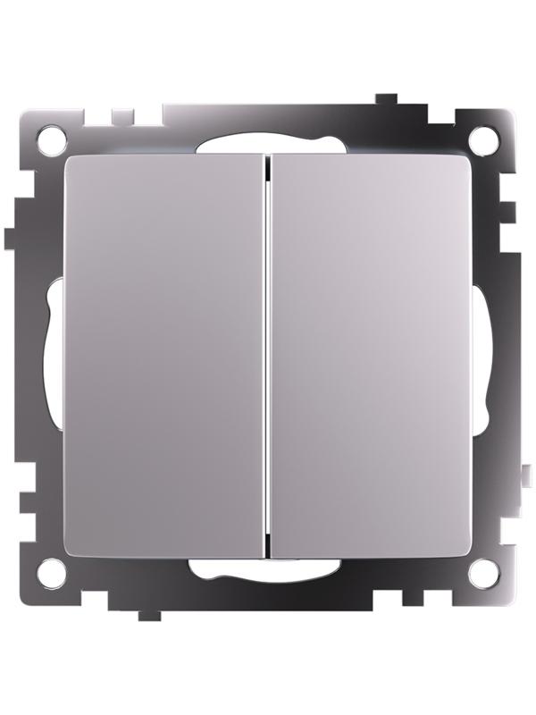 Переключатель 2-клавишный (механизм), 250В, 10А, STEKKER серия Катрин, серебро,GLS10-7107-03 1022443