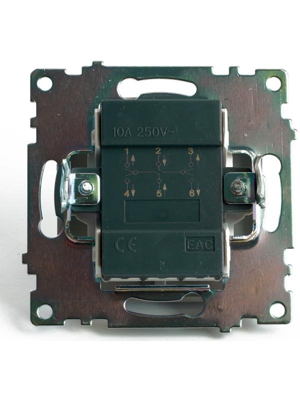 Переключатель 2-клавишный (механизм), 250В, 10А, STEKKER серия Катрин, серебро,GLS10-7107-03 1022443