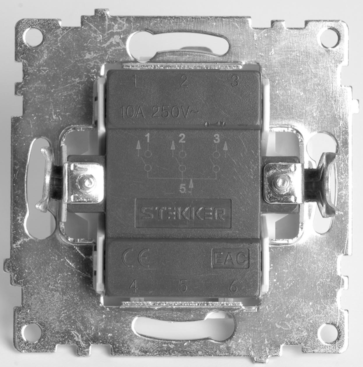 Выключатель 3-клавишный (механизм), 250В, 10А, STEKKER серия Катрин, белый GLS10-7108-01