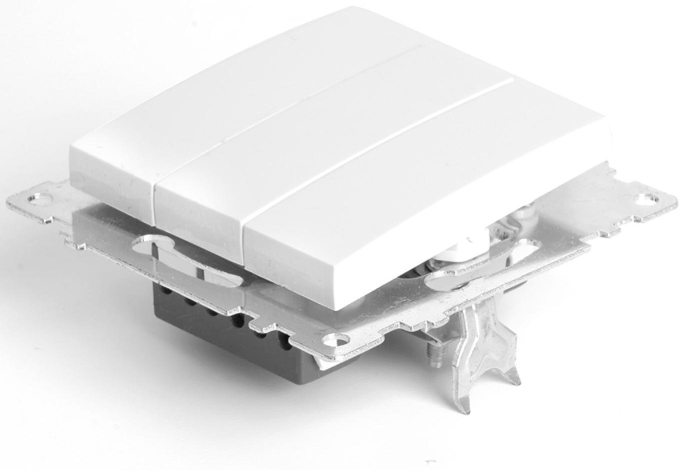 Выключатель 3-клавишный (механизм), 250В, 10А, STEKKER серия Катрин, белый GLS10-7108-01