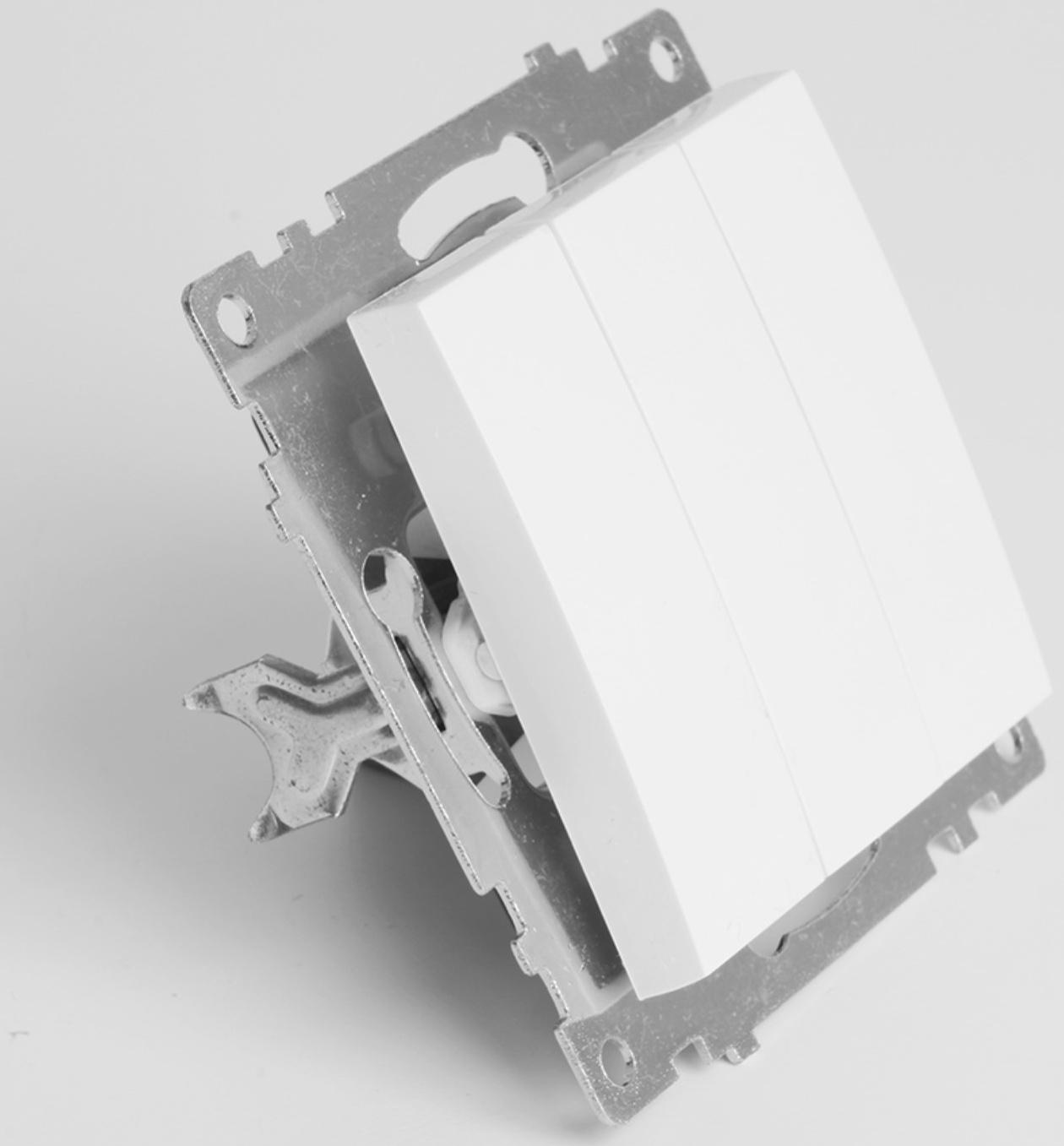 Выключатель 3-клавишный (механизм), 250В, 10А, STEKKER серия Катрин, белый GLS10-7108-01