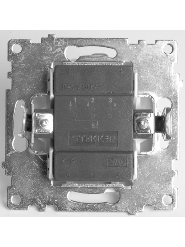 Выключатель 3-клавишный (механизм), 250В, 10А, STEKKER серия Катрин, белый GLS10-7108-01