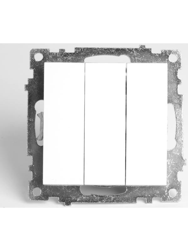 Выключатель 3-клавишный (механизм), 250В, 10А, STEKKER серия Катрин, белый GLS10-7108-01
