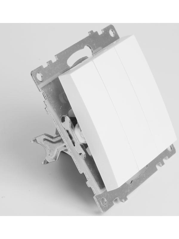 Выключатель 3-клавишный (механизм), 250В, 10А, STEKKER серия Катрин, белый GLS10-7108-01