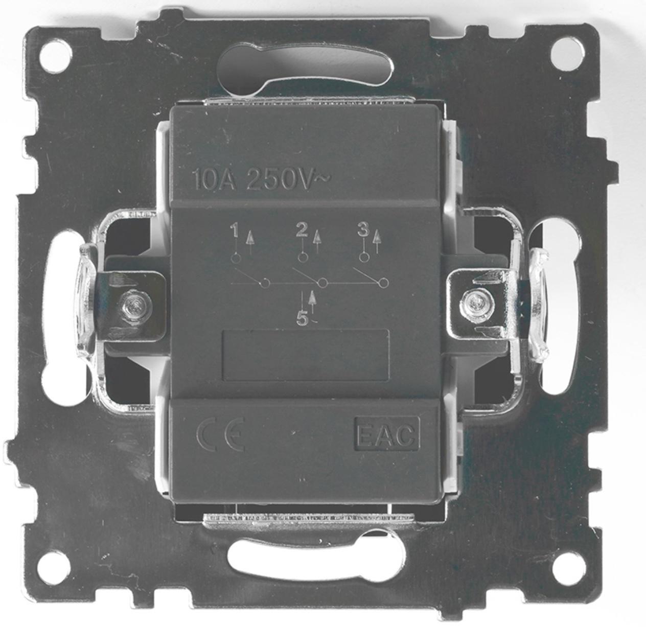 Выключатель 3-клавишный (механизм), 250В, 10А, STEKKER серия Катрин, черный, GLS10-7108-05