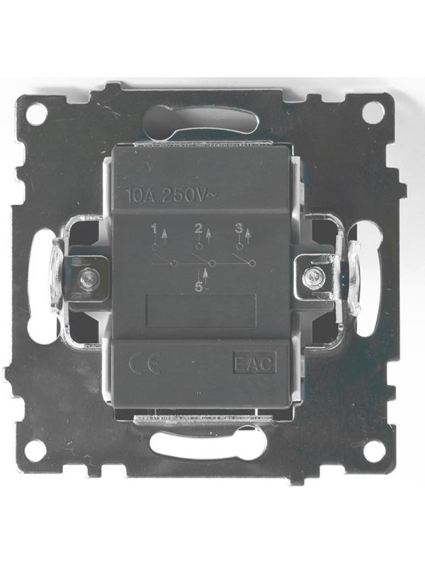 Выключатель 3-клавишный (механизм), 250В, 10А, STEKKER серия Катрин, черный, GLS10-7108-05