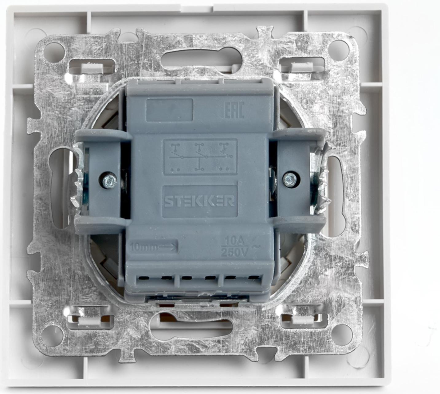 Выключатель электрический 3-клавишный, STEKKER серия Эрна, PSW10-9007-01, белый
