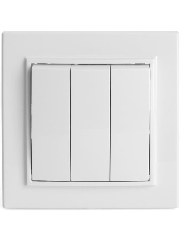 Выключатель электрический 3-клавишный, STEKKER серия Эрна, PSW10-9007-01, белый