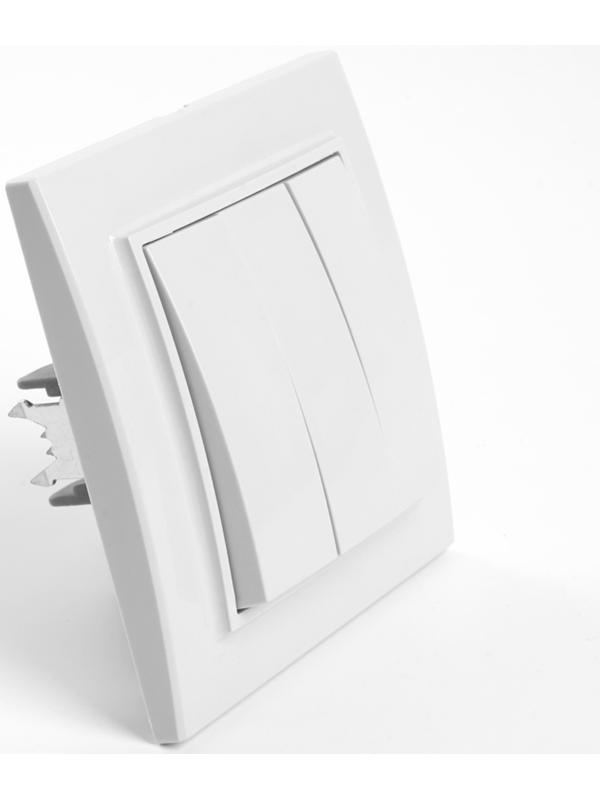 Выключатель электрический 3-клавишный, STEKKER серия Эрна, PSW10-9007-01, белый