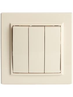 Выключатель электрический 3-клавишный, STEKKER серия Эрна, PSW10-9007-02, слоновая кость