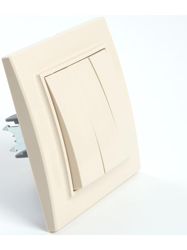 Выключатель электрический 3-клавишный, STEKKER серия Эрна, PSW10-9007-02, слоновая кость