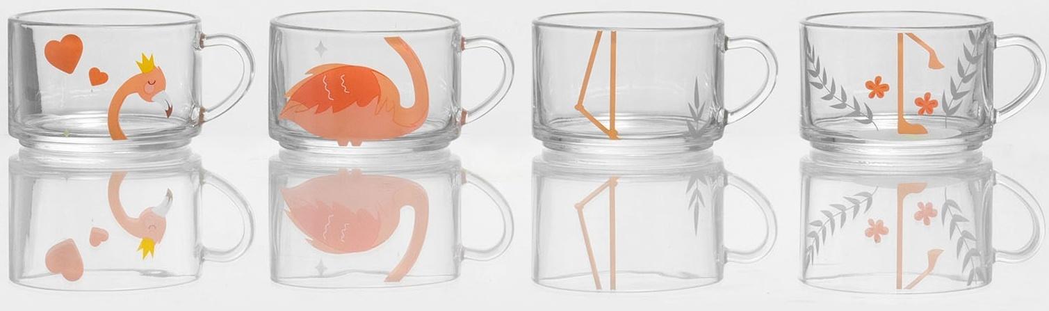 Кружки стеклянные «Фламинго», 420 мл, 4 шт