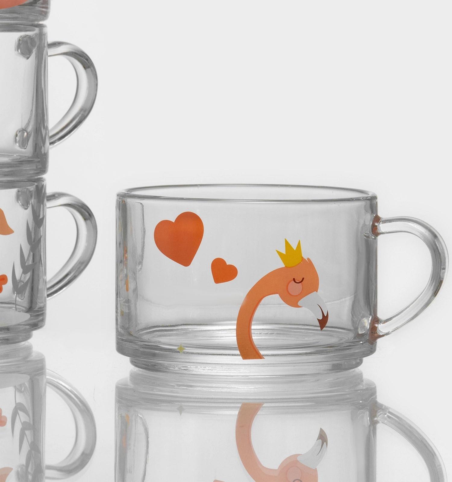 Кружки стеклянные «Фламинго», 420 мл, 4 шт