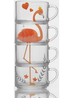 Кружки стеклянные «Фламинго», 420 мл, 4 шт
