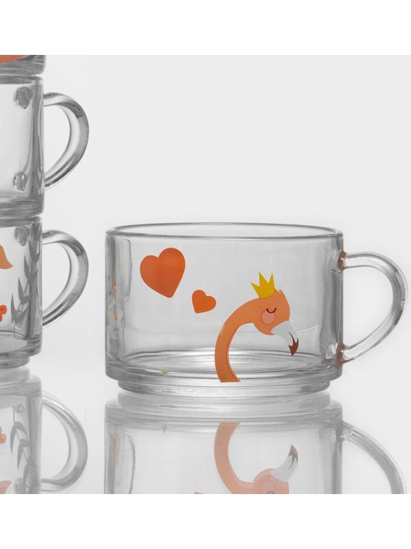 Кружки стеклянные «Фламинго», 420 мл, 4 шт