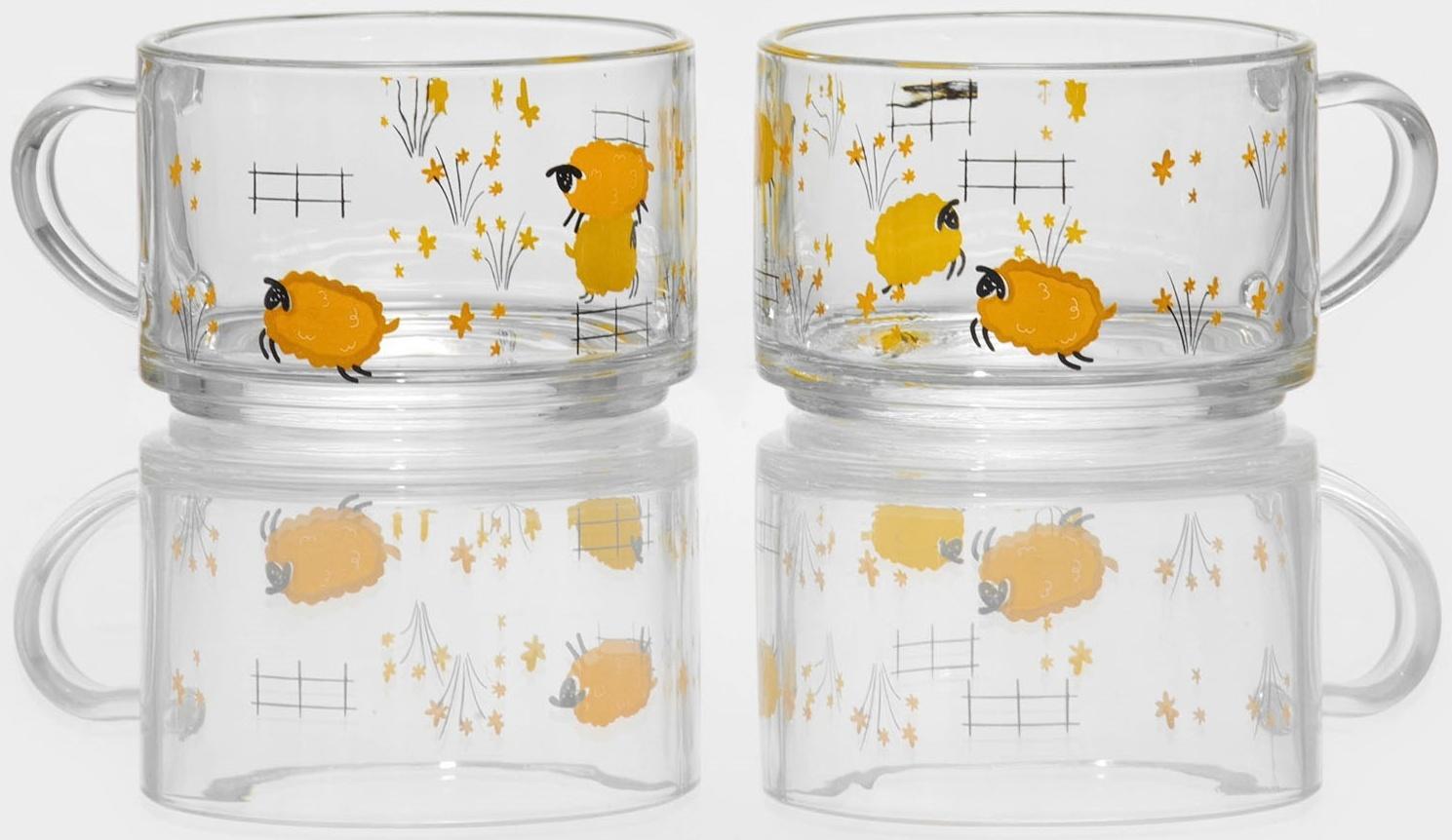 Кружки стеклянные «Весна», 420 мл, 2 шт