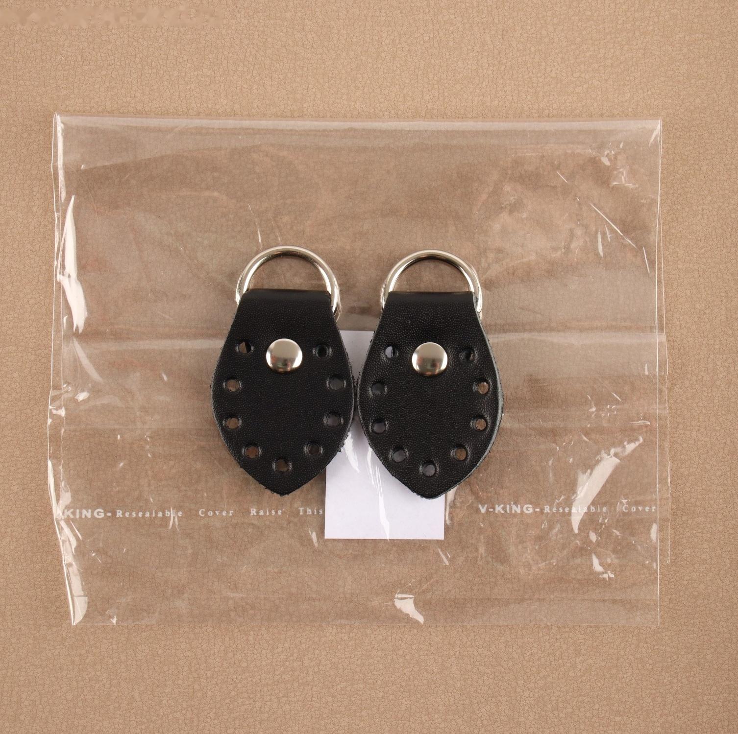 Петля пришивная для сумки, с полукольцом, пара, 6 × 3,5 см, цвет чёрный/никель