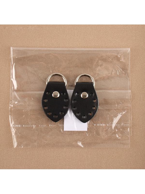 Петля пришивная для сумки, с полукольцом, пара, 6 × 3,5 см, цвет чёрный/никель