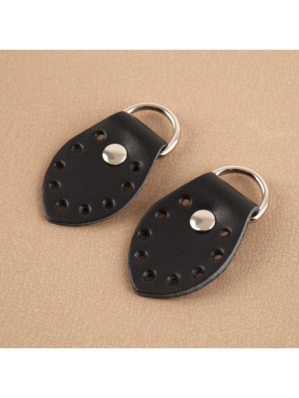 Петля пришивная для сумки, с полукольцом, пара, 6 × 3,5 см, цвет чёрный/никель