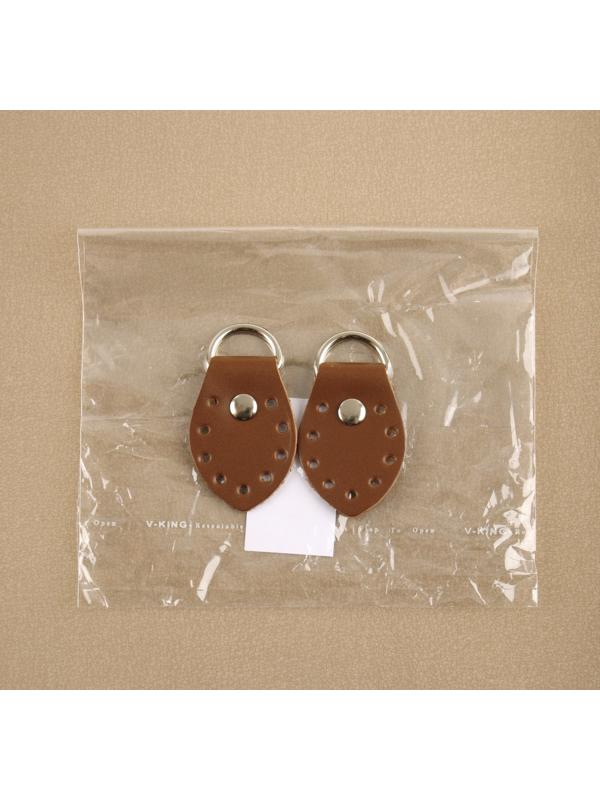 Петля пришивная для сумки, с полукольцом, пара, 6 × 3,5 см, цвет коричневый/никель