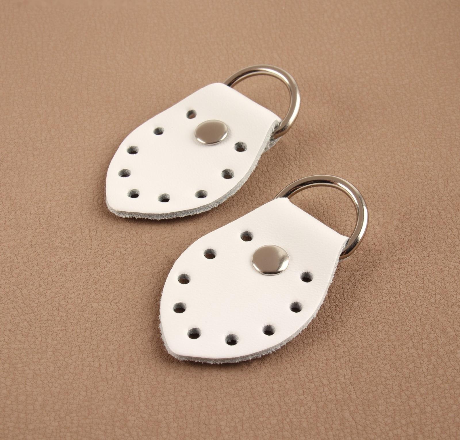 Петля пришивная для сумки, с полукольцом, пара, 6 × 3,5 см, цвет белый/никель