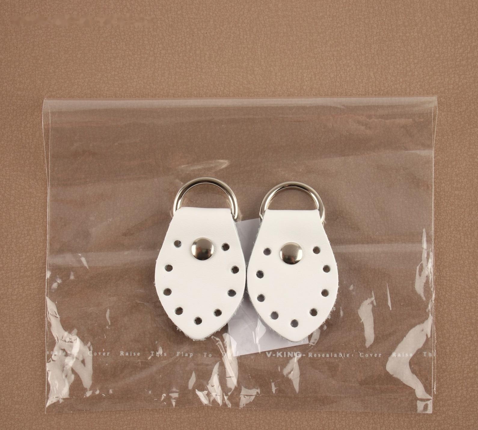 Петля пришивная для сумки, с полукольцом, пара, 6 × 3,5 см, цвет белый/никель