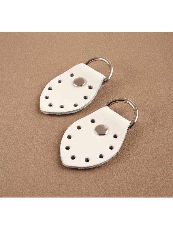 Петля пришивная для сумки, с полукольцом, пара, 6 × 3,5 см, цвет белый/никель