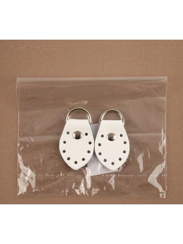 Петля пришивная для сумки, с полукольцом, пара, 6 × 3,5 см, цвет белый/никель