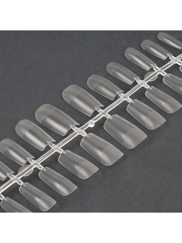 Гелевые типсы для наращивания ногтей, 240 шт, форма мягкий квадрат, полное матовое покрытие, в контейнере, цвет прозрачный