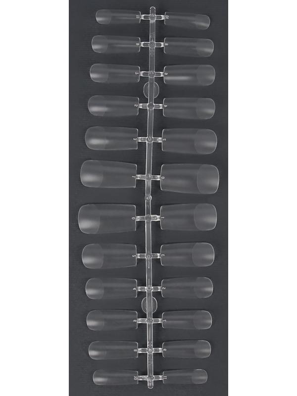 Гелевые типсы для наращивания ногтей, 240 шт, форма мягкий квадрат, полное матовое покрытие, в контейнере, цвет прозрачный