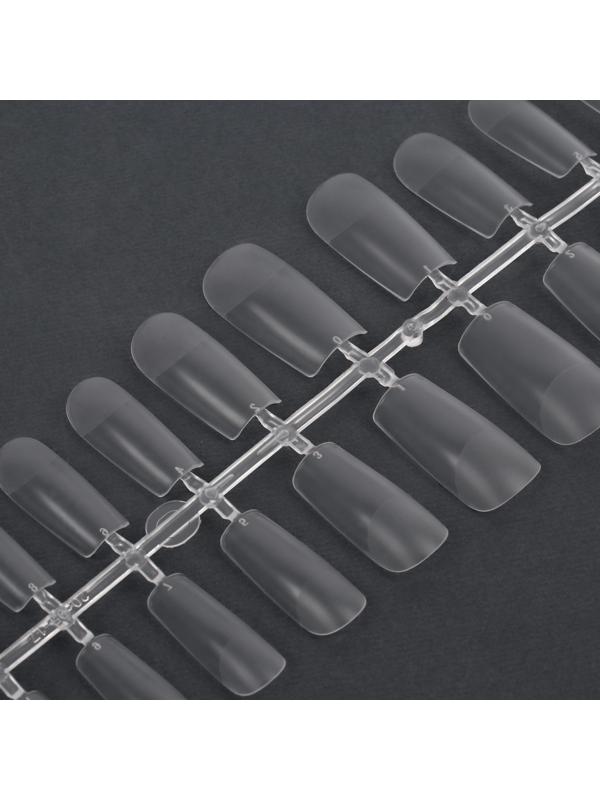 Гелевые типсы для наращивания ногтей, 240 шт, форма мягкий квадрат, полное матовое покрытие, в контейнере, цвет прозрачный