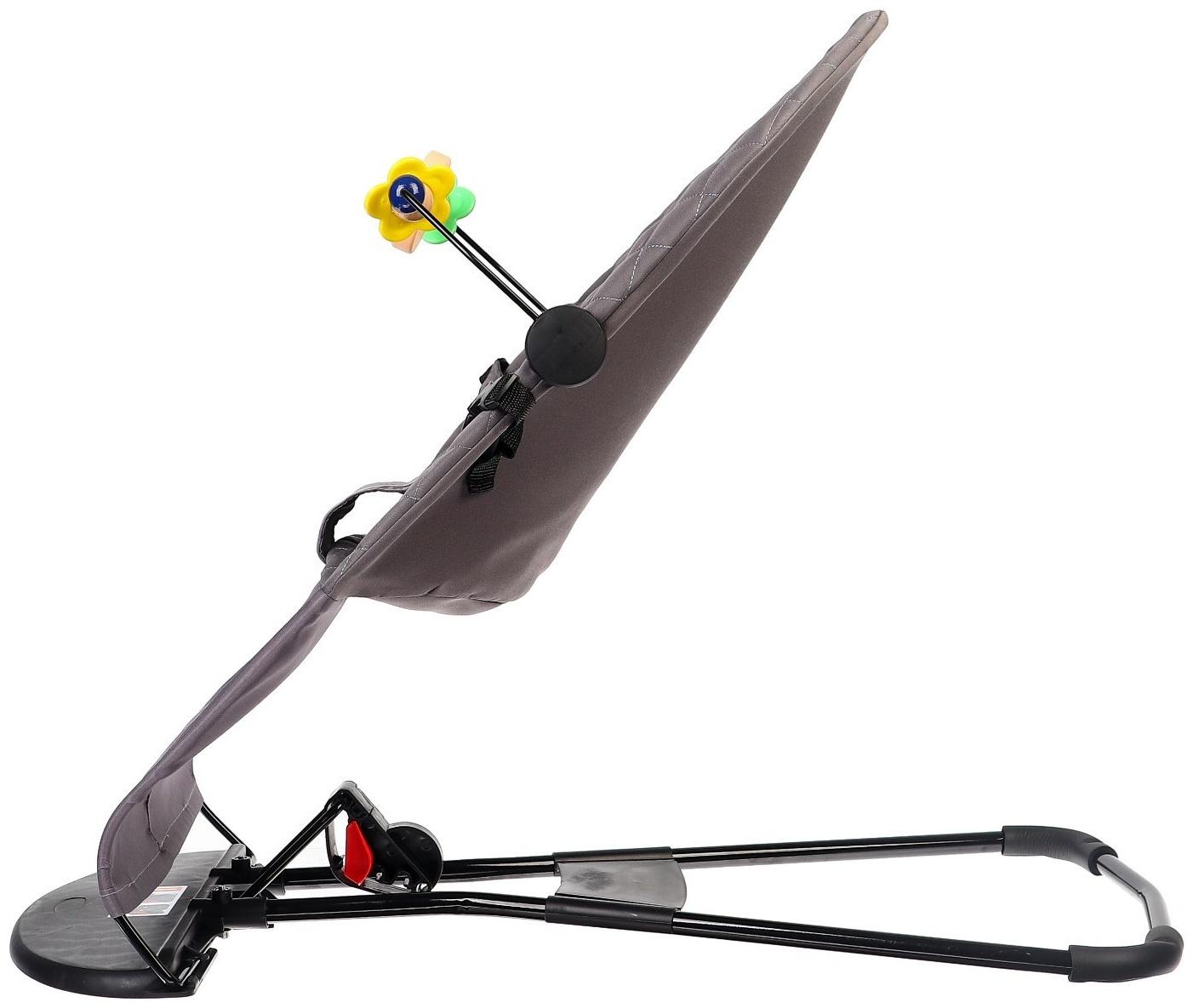 Шезлонг детский, кресло - качалка с игрушками для новорождённых «Крошка Я», цвет серый