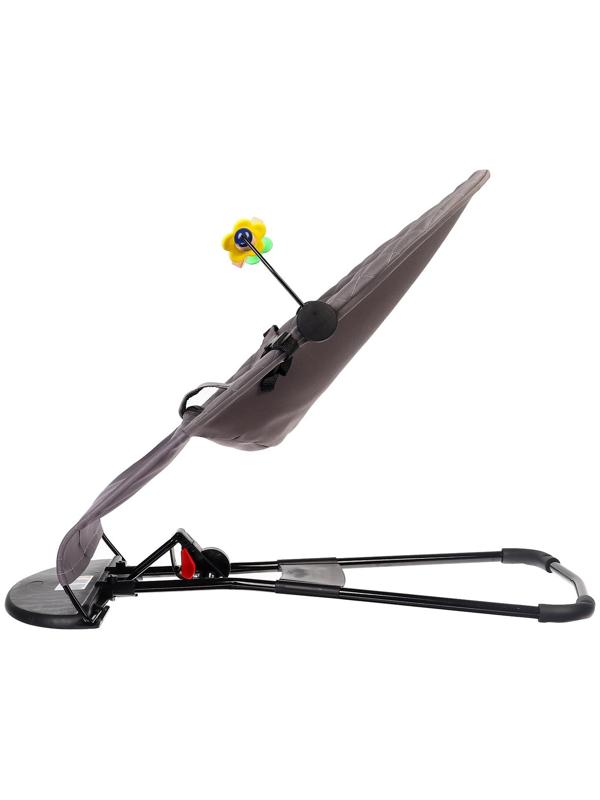 Шезлонг детский, кресло - качалка с игрушками для новорождённых «Крошка Я», цвет серый